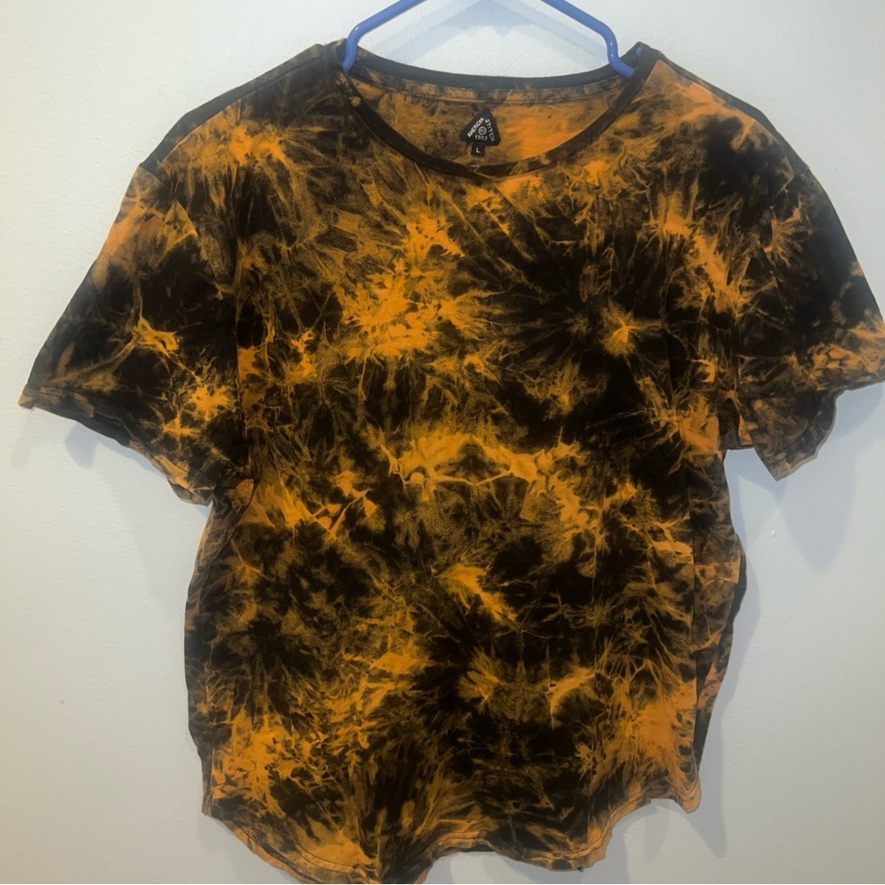 American Stitch 1983 Shirt Mens large orange  Dye Short Sleeve Tee Scallop Hem